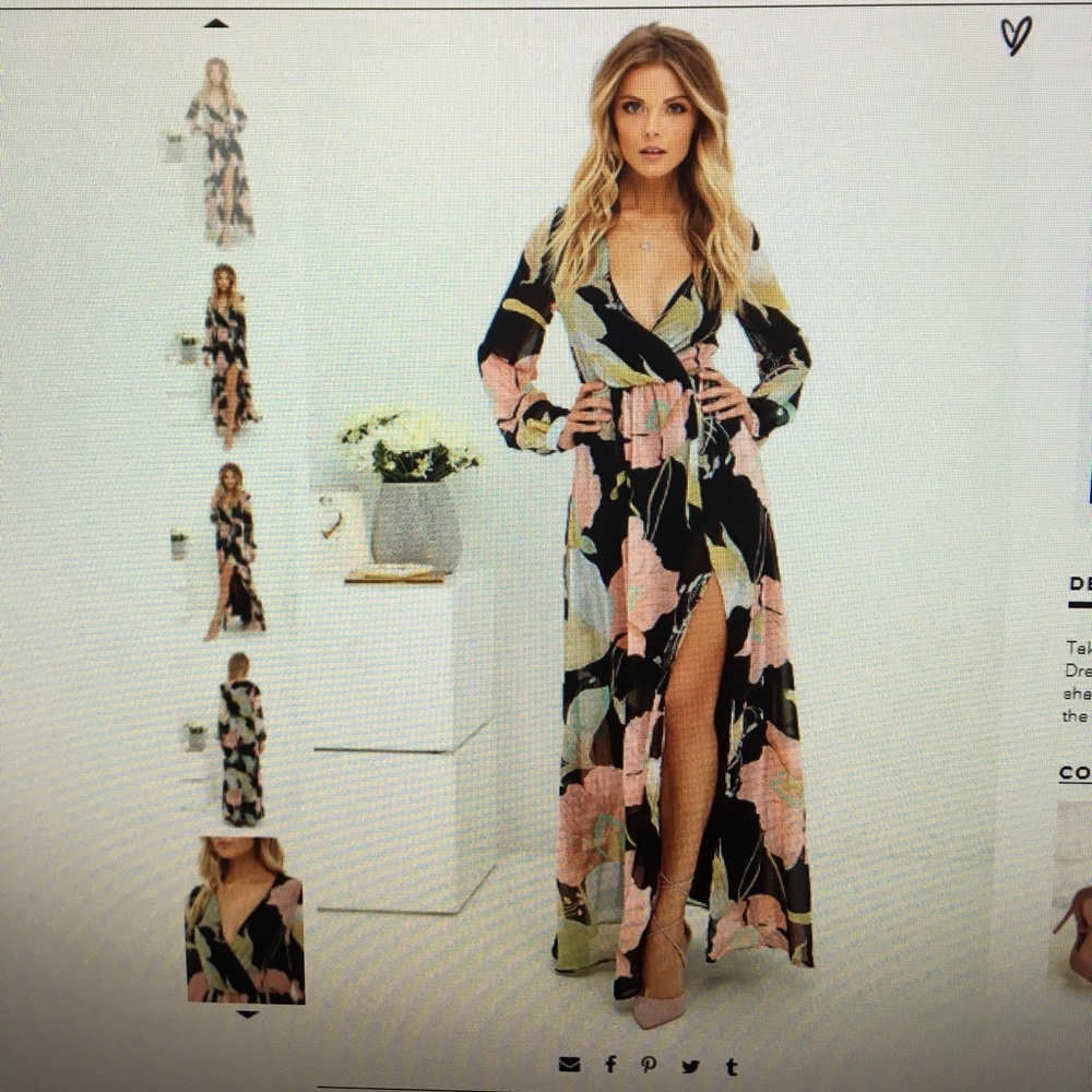 Lulu's Floral Maxi Dress - Black, Pink, Green